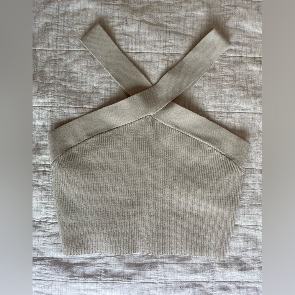Aritzia Beige Knit Crop Top